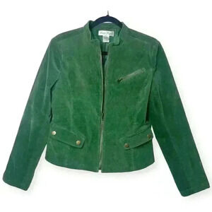 Vintage Y2K 90s Women’s M West Palm‎ Kelly Green Moto Jacket Zip Up Punk Preppy